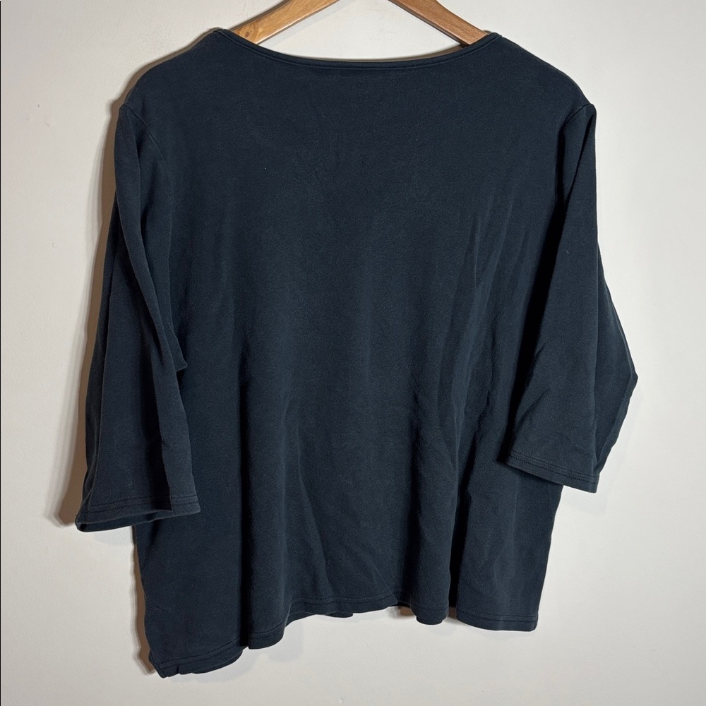 Vintage Quacker Factory Black Sequin Cat Top 3/4 Sleeve 1X - Picture 4 of 4